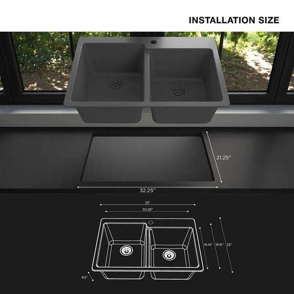 Glacier Bay Stonehaven Drop-in/Undermount Granite Composite 33 Double Bowl Kitchen Sink Strainer STHMDN175DM 12 - Cheap Fitting