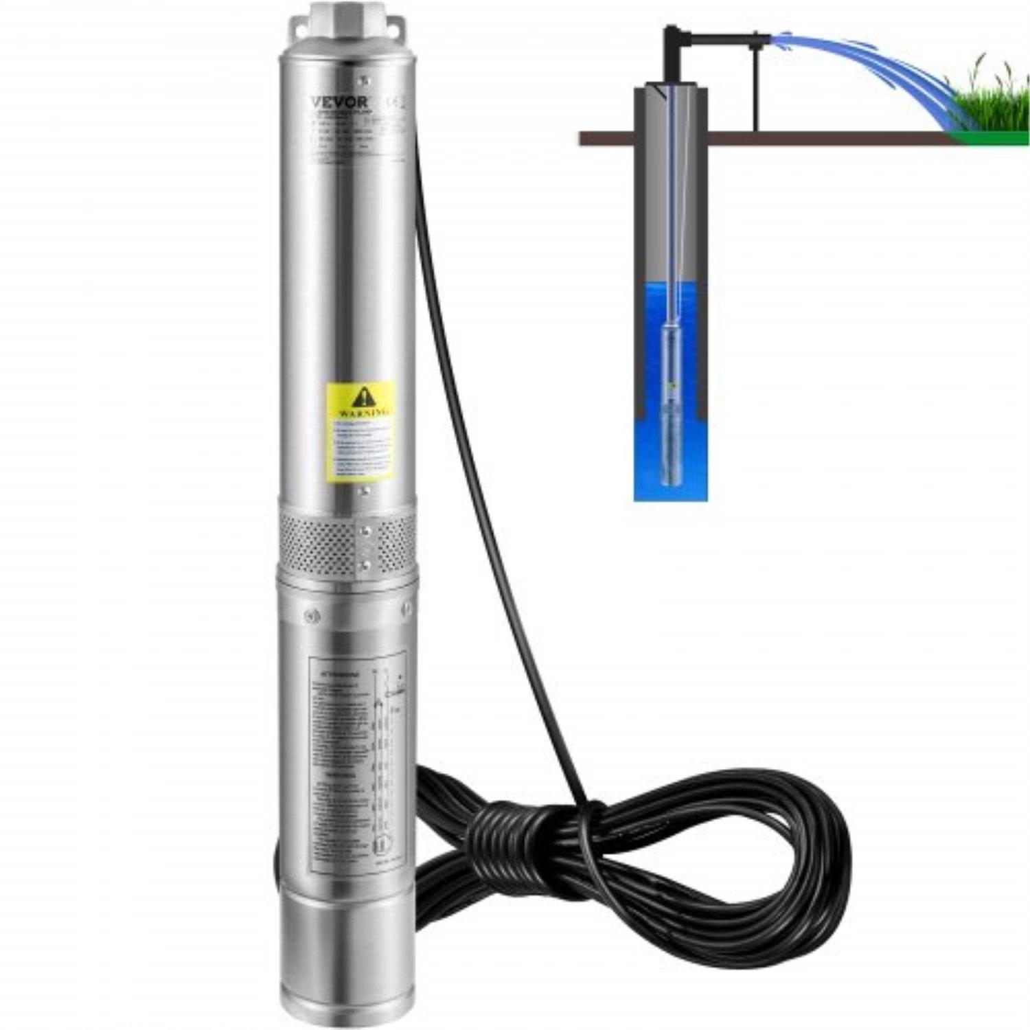 VEVOR Deep Well Submersible Pump 1.5HP 230V/60Hz 37gpm 276ft Head SJQSBMBNZMC222CX5V4 - Cheap Fitting