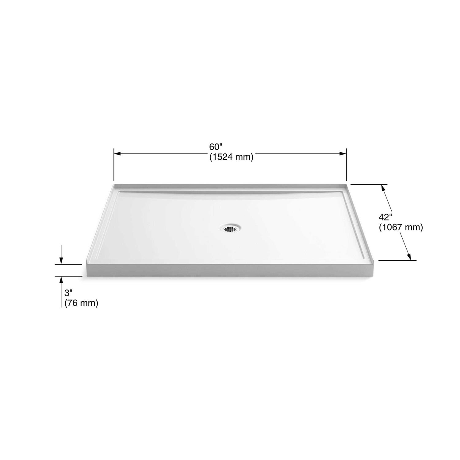 Kohler K-8659-0 60 x 42 Rely Single-Threshold shower base with center drain - Cheap Fitting