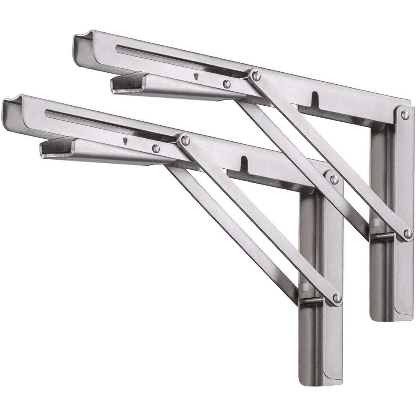 Folding Shelf Brackets Pynsseu Heavy Duty Stainless Steel Collapsible Wall Mounted Shelf Bracket Table Work - Cheap Fitting
