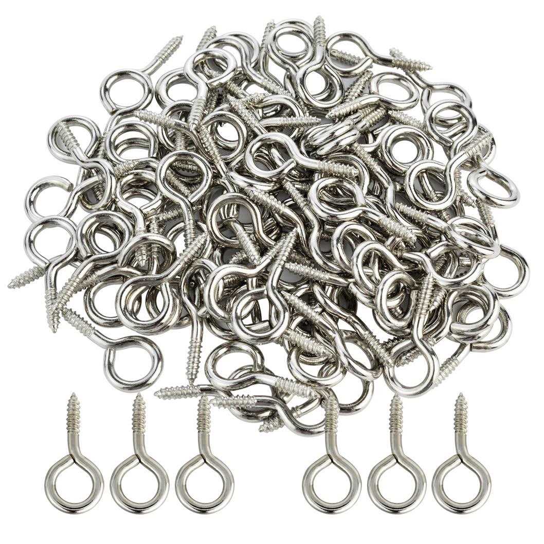 Wobe 100pcs Small Screw Eye Eye Shape Screw Hooks 1 Lag Thread Self-tapping Hanging Hooks Eyebolt Ring Zinc Plated - Cheap Fitting