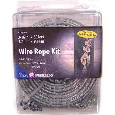 Peerless 3/16 inch Wire Rope Kit - Cheap Fitting