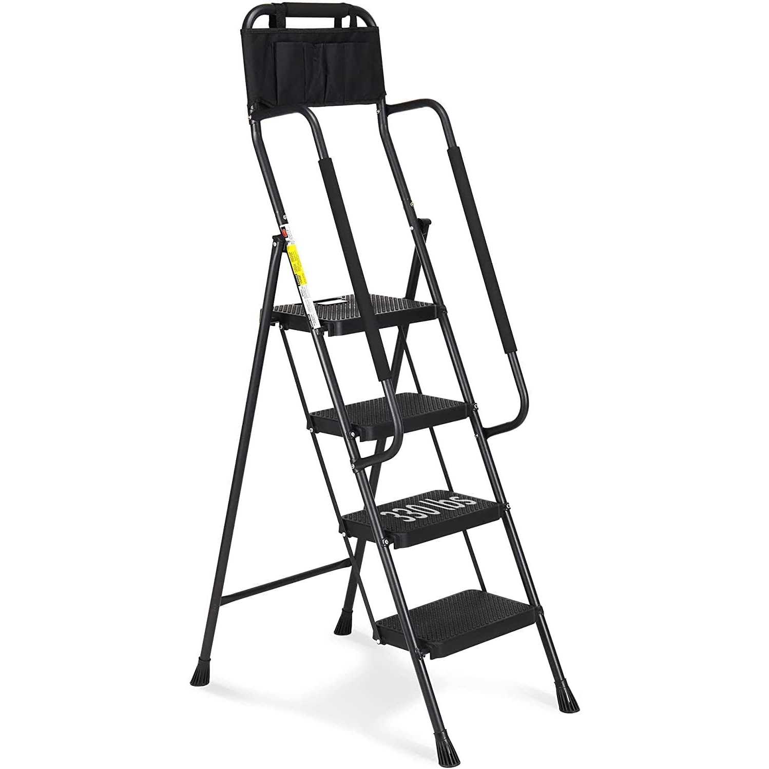 HBTower 4 Step Ladder with Handrails Folding Step Stool with Attachable Tool Bag & Anti-Slip Wide Pedal for Home Kitchen Pantry Office - Cheap Fitting