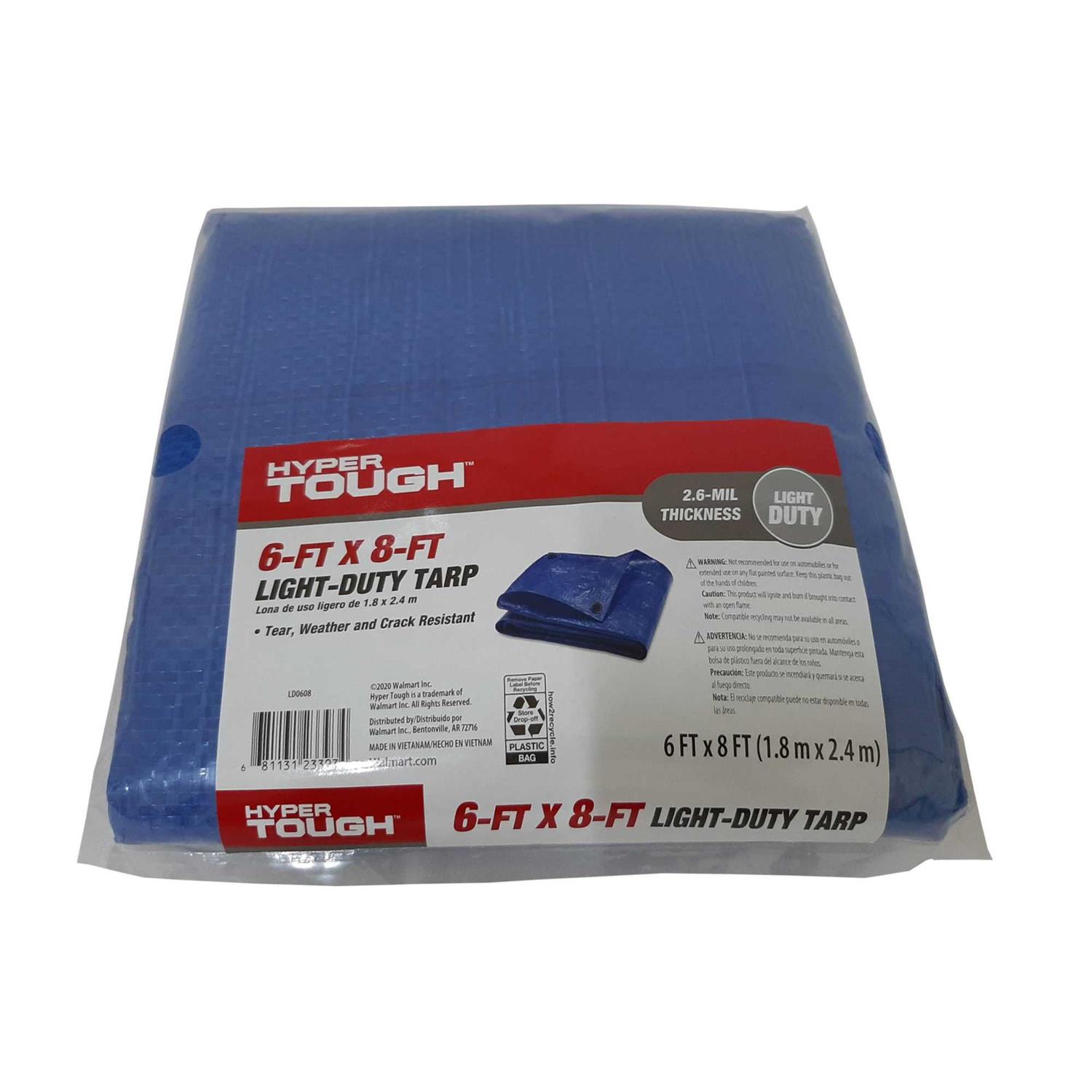 Hyper Tough Weather Resistant Light Duty 6 x 8′ Polyethylene Tarp, Size: 6′ x 8′ - Cheap Fitting