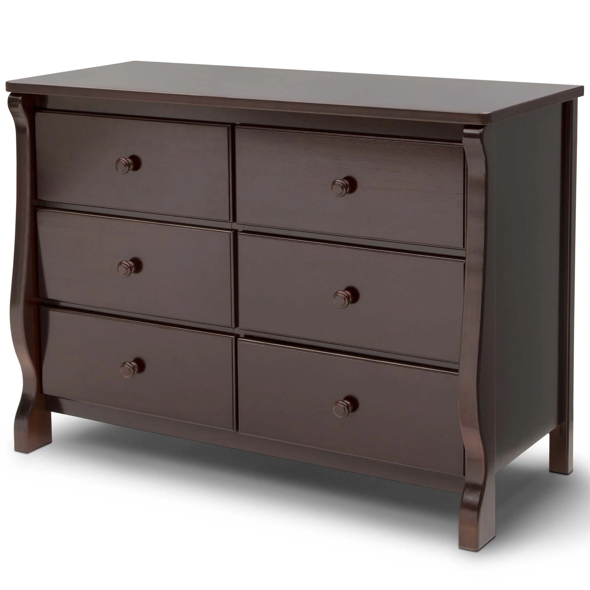 Delta Children Universal 6 Drawer Dresser with Interlocking Drawers - Greenguard Gold Certified, Dark Chocolate - Cheap Fitting