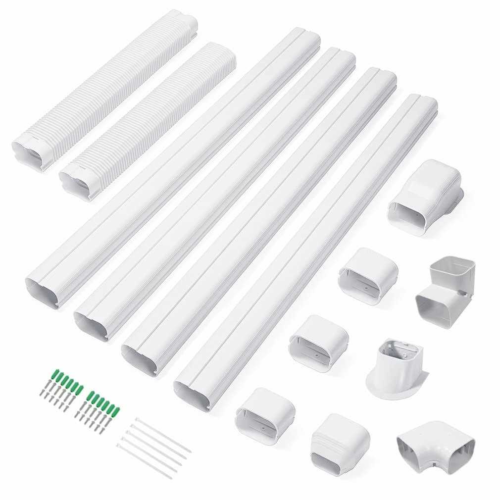 Cestluck 17 Ft PVC Decorative Pipe Line Cover Kit for Ductless Mini Split Air Conditioner-Full Set - Cheap Fitting