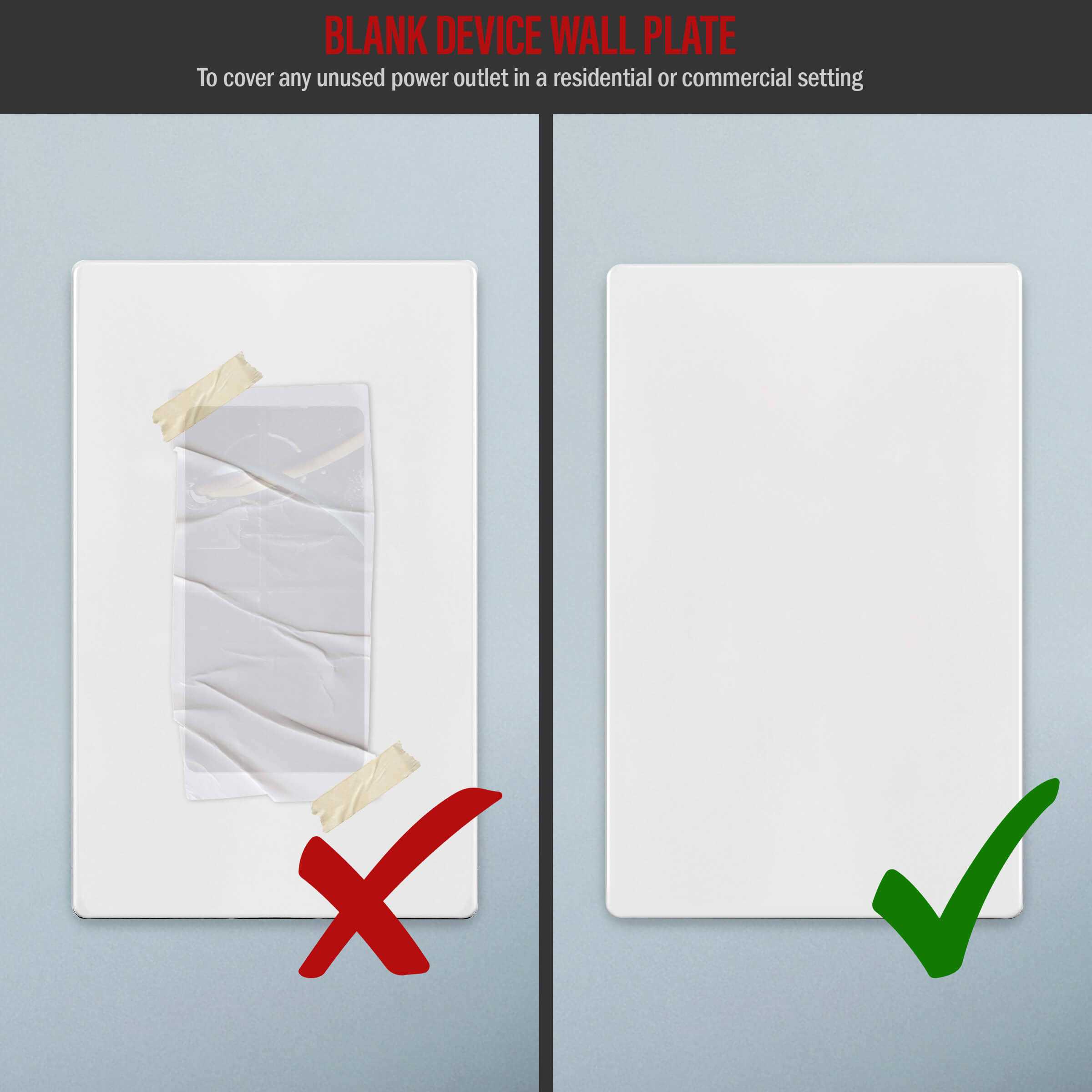 Enerlites Screwless Blank Wall Plate Child Safe Blank Device Outlet Cover - Cheap Fitting