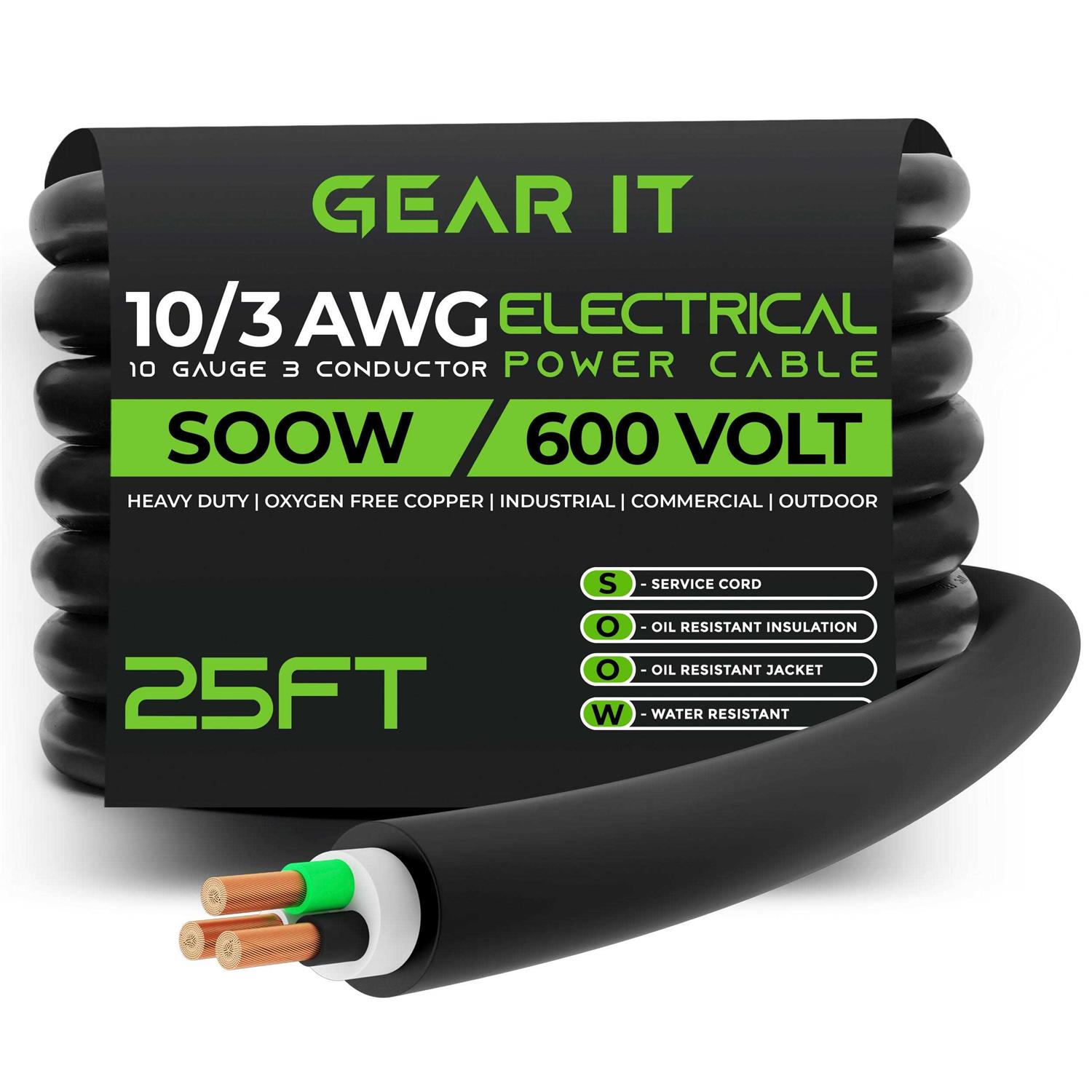 Gearit AWG Portable Power Cable SOOW 600V Gauge Electric Wire for Motor Leads - Cheap Fitting