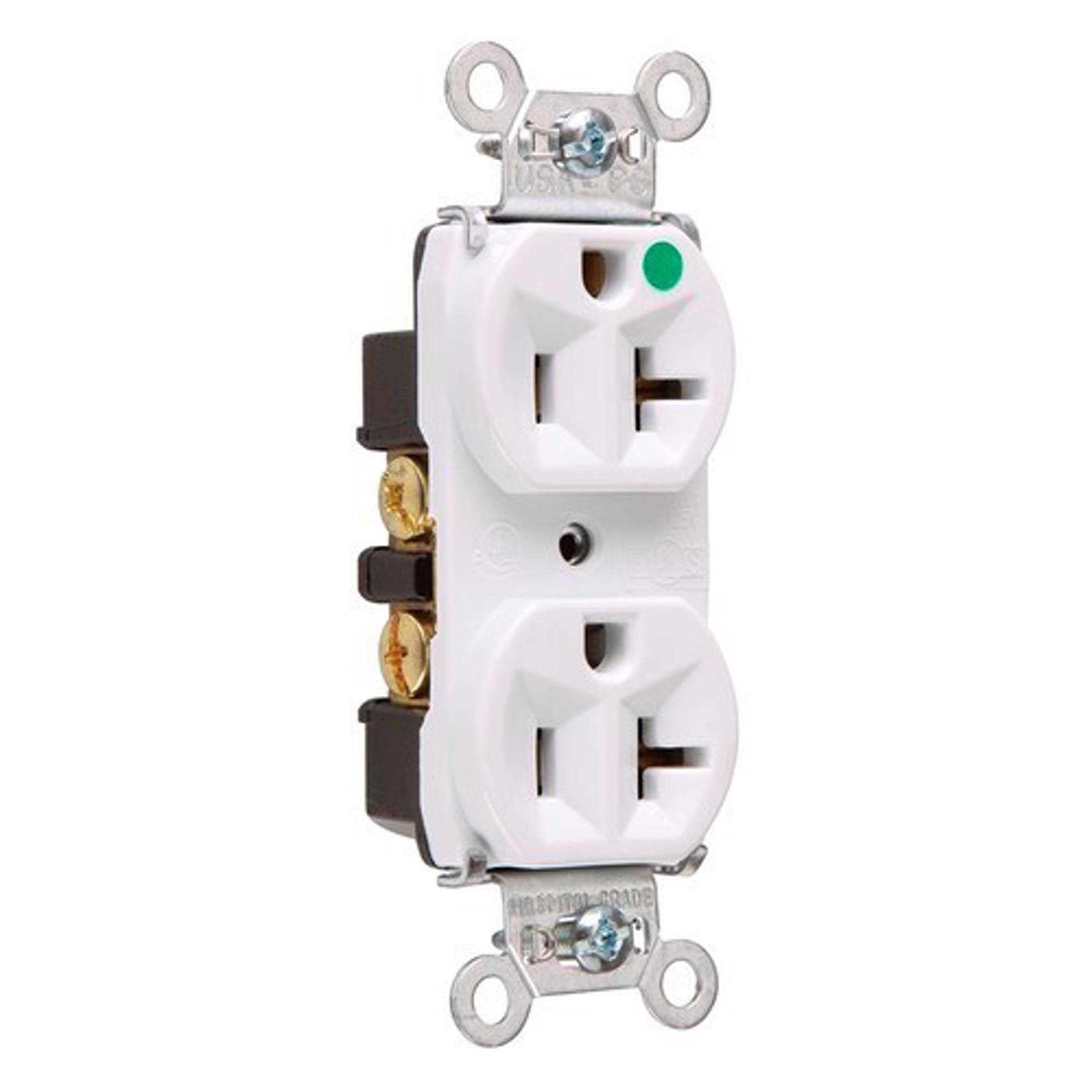 Pass & Seymour 8300-HW Heavy Duty Hospital Grade Duplex Receptacle, 20A 125V, 5-20R,White - Cheap Fitting