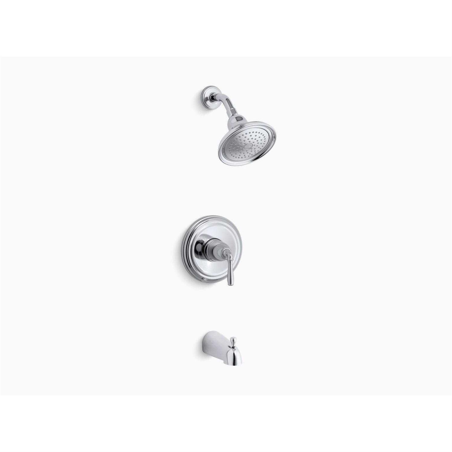 Kohler K-TS395-4S Devonshire Rite-Temp Bath and Shower Trim with slip-fit spout and 2.5 gpm showerhead K-TS395-4S-CP - Cheap Fitting