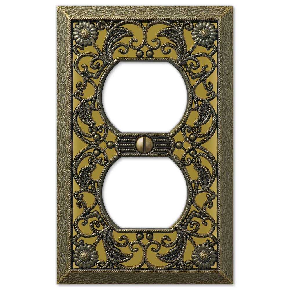 Amerelle 65DAB Filigree Wallplate 1 Duplex Cast Metal Antique Brass - Cheap Fitting