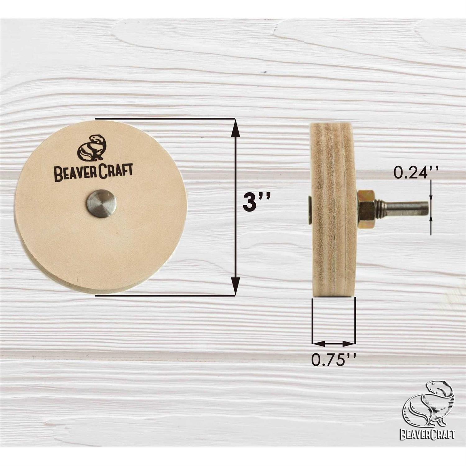 Beavercraft PW1 Sharpening Wheel Stropping 3 inch Wheel Leather Wheel Honing Wheel Leather Polishing Wheel Knife Sharpening Wheel Kit Leather - Cheap Fitting