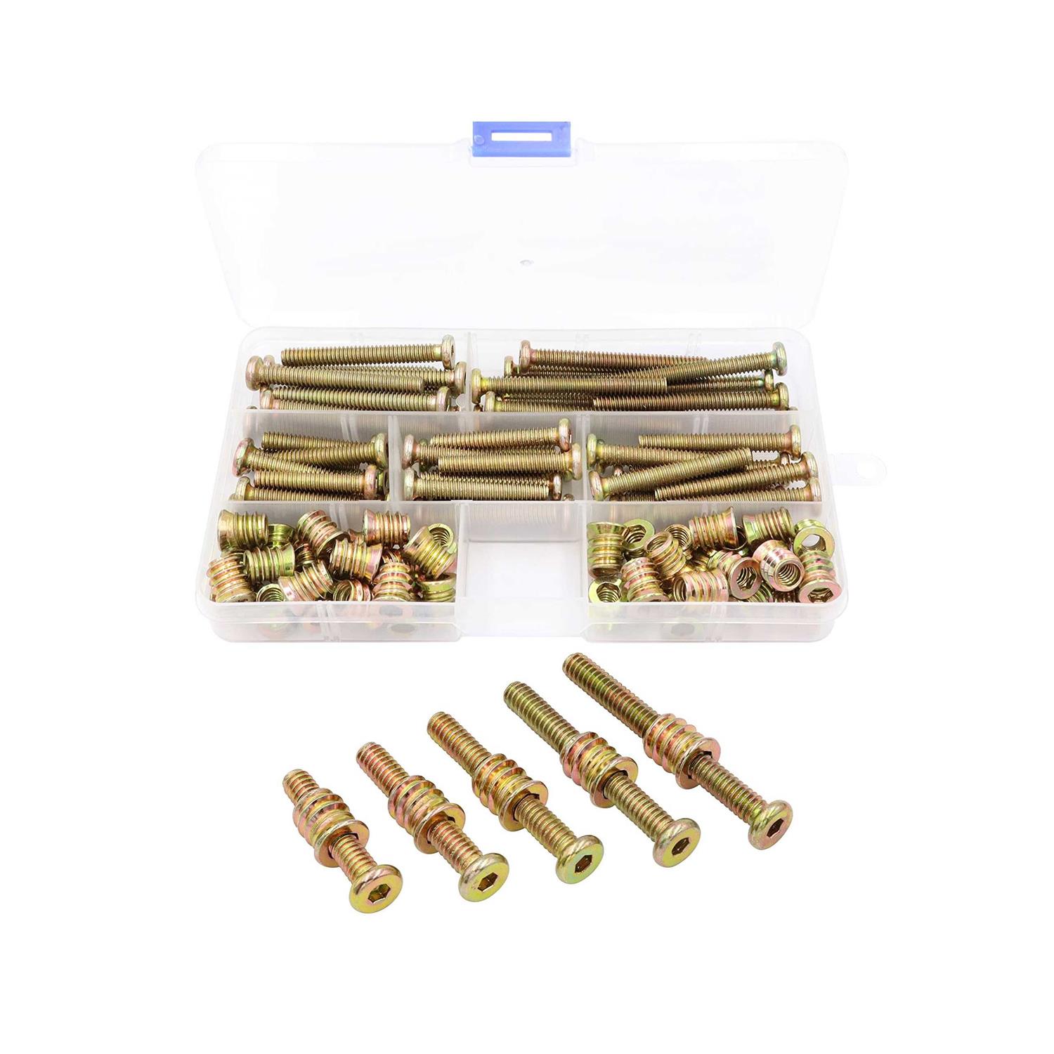 LBY 40 Sets 1/4×13mm Threaded Inserts Nuts and Bolt Assortment kit - Cheap Fitting