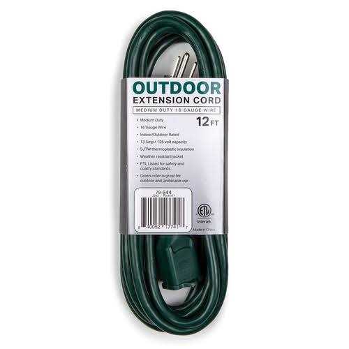 Wintergreen Lighting Sjtw Green Medium Duty Extension Cord - Cheap Fitting