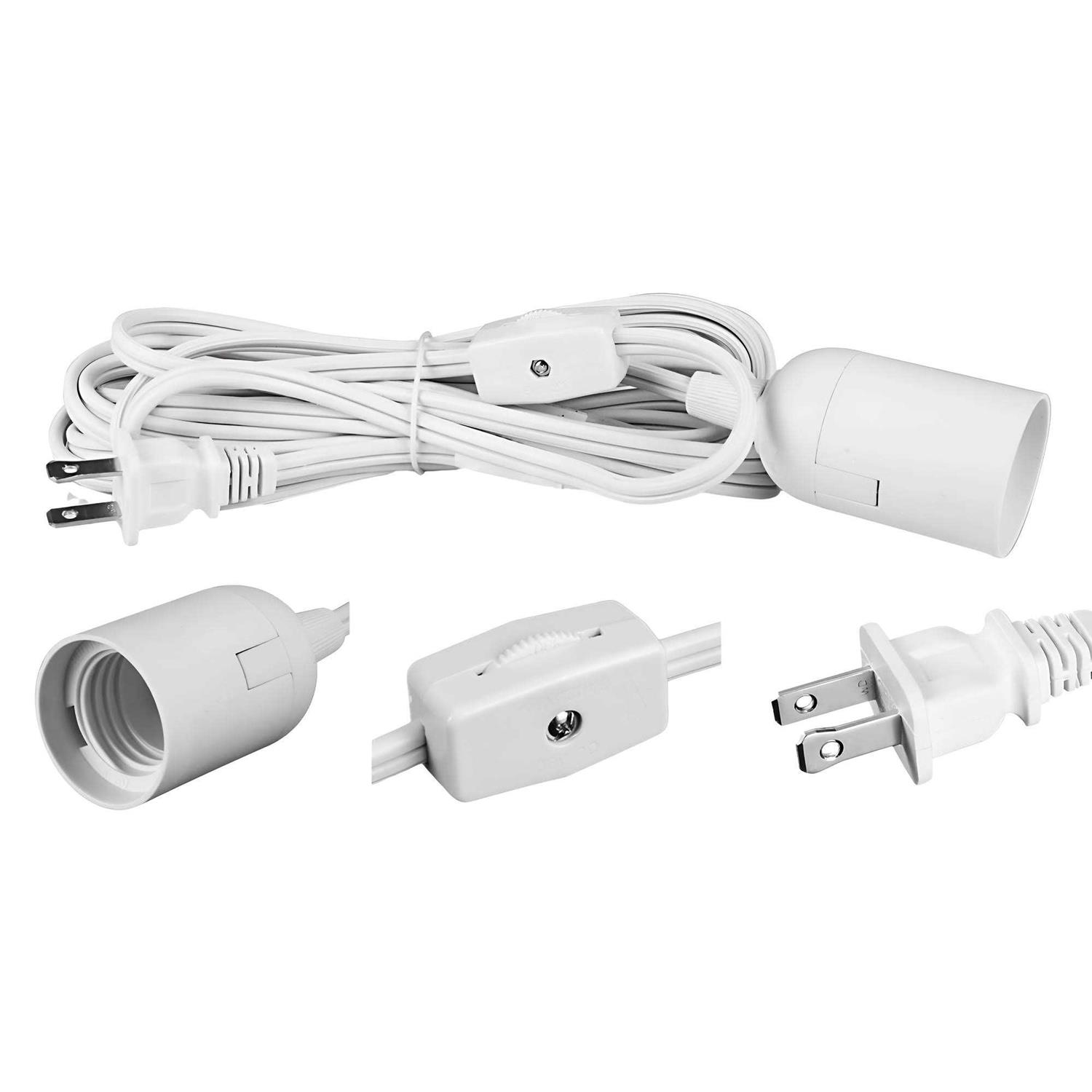 Abi E26 Light Bulb Socket to 2-prong Us AC Power Cord Adapter with On/Off Switch - Cheap Fitting