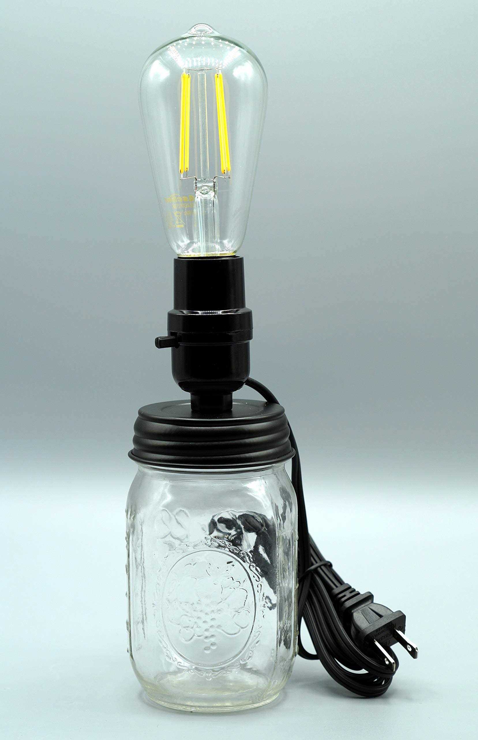 Creative Hobbies Diy Mason Jar Lamp Making Kit Black Color Lid & Socket great for Lamp Conversion - Cheap Fitting