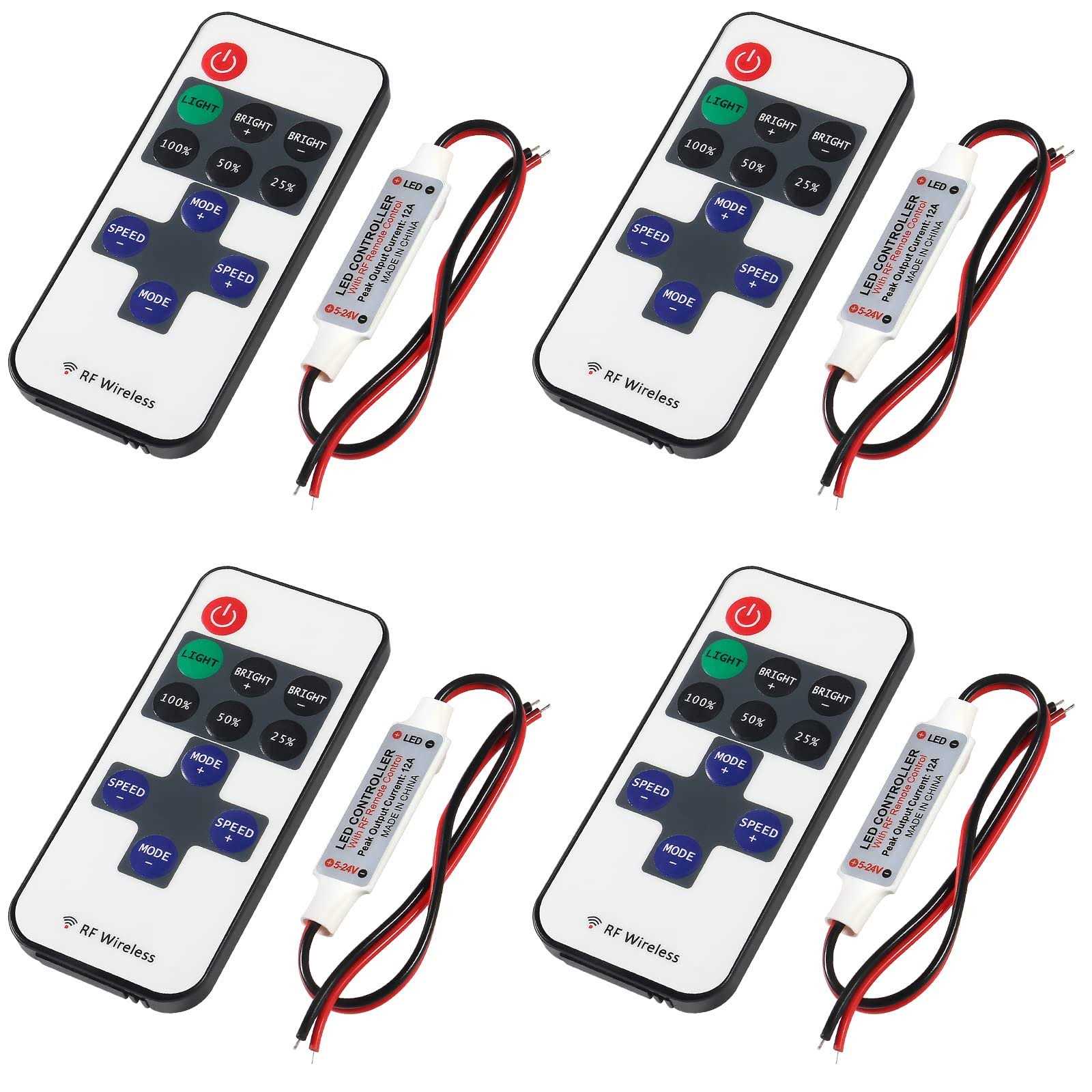 DIANN 4 Sets RF Mini Wireless Remote Controller 11 Key with DC 5-24 V for 3528 5050 Single Color LED Strip Lights Wireless Switch Control Dimmer - Cheap Fitting