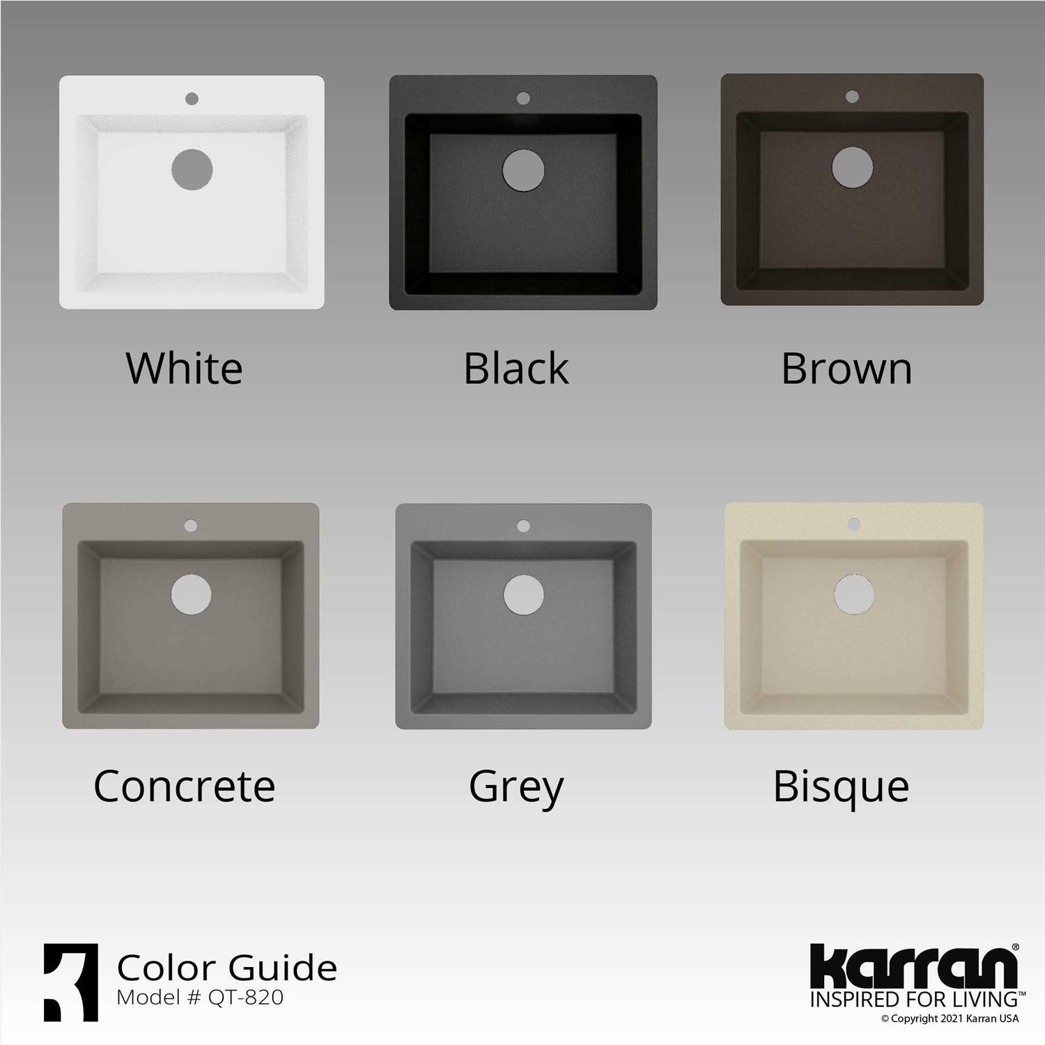 Karran QT 820 Quartz 25 In. Single Bowl Drop-In Kitchen Sink QT-820 - Cheap Fitting
