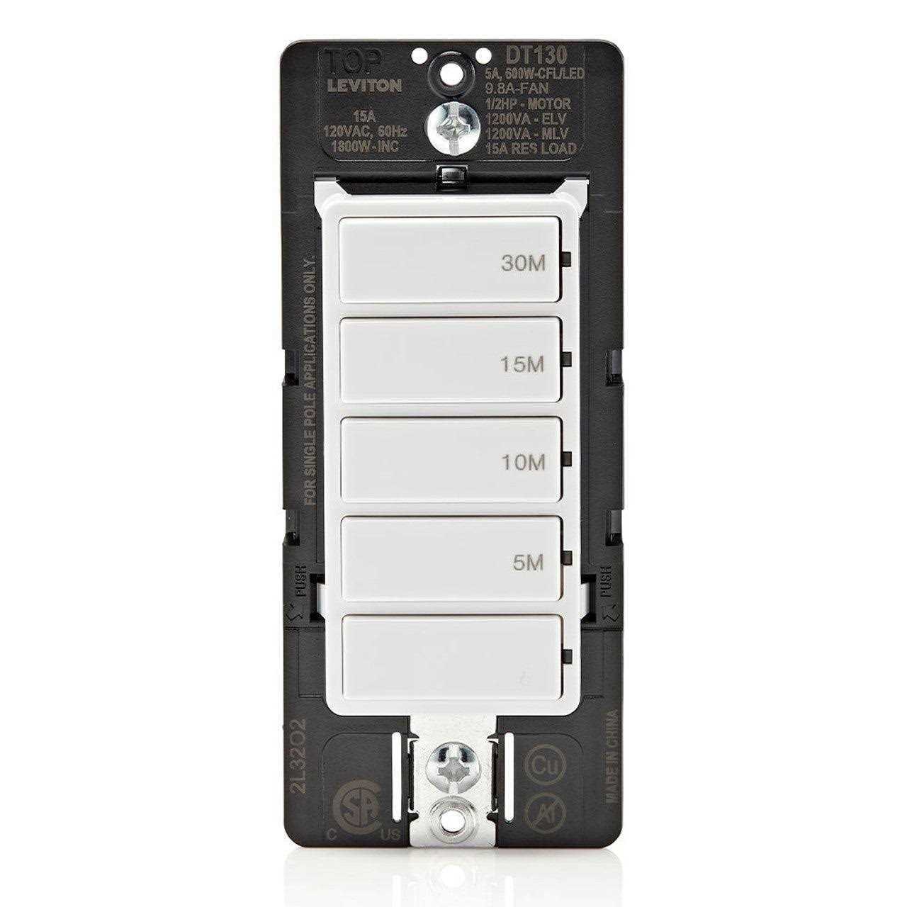 Leviton DT130-1LW Decora In-Wall 30 Minute Countdown Timer Switch - Cheap Fitting