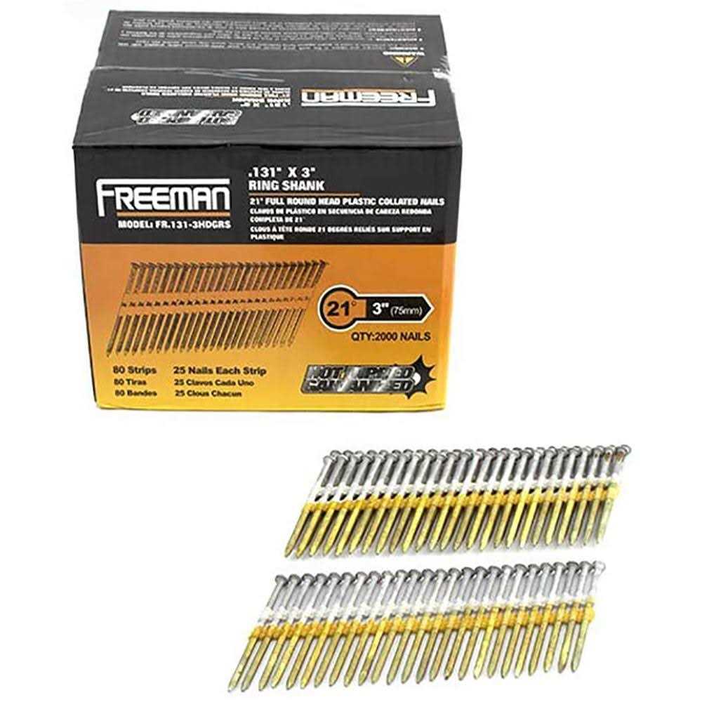 Freeman 0.131 x 3 in. 21 Deg Plastic Collated Hot Dipped Galvanized Ring Shank Full Round Head Framing Nails - Cheap Fitting