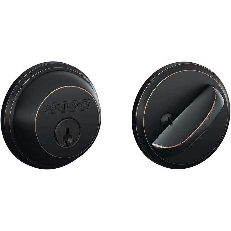 Single Cylinder Deadbolt Schlage Aged Bronze - Cheap Fitting