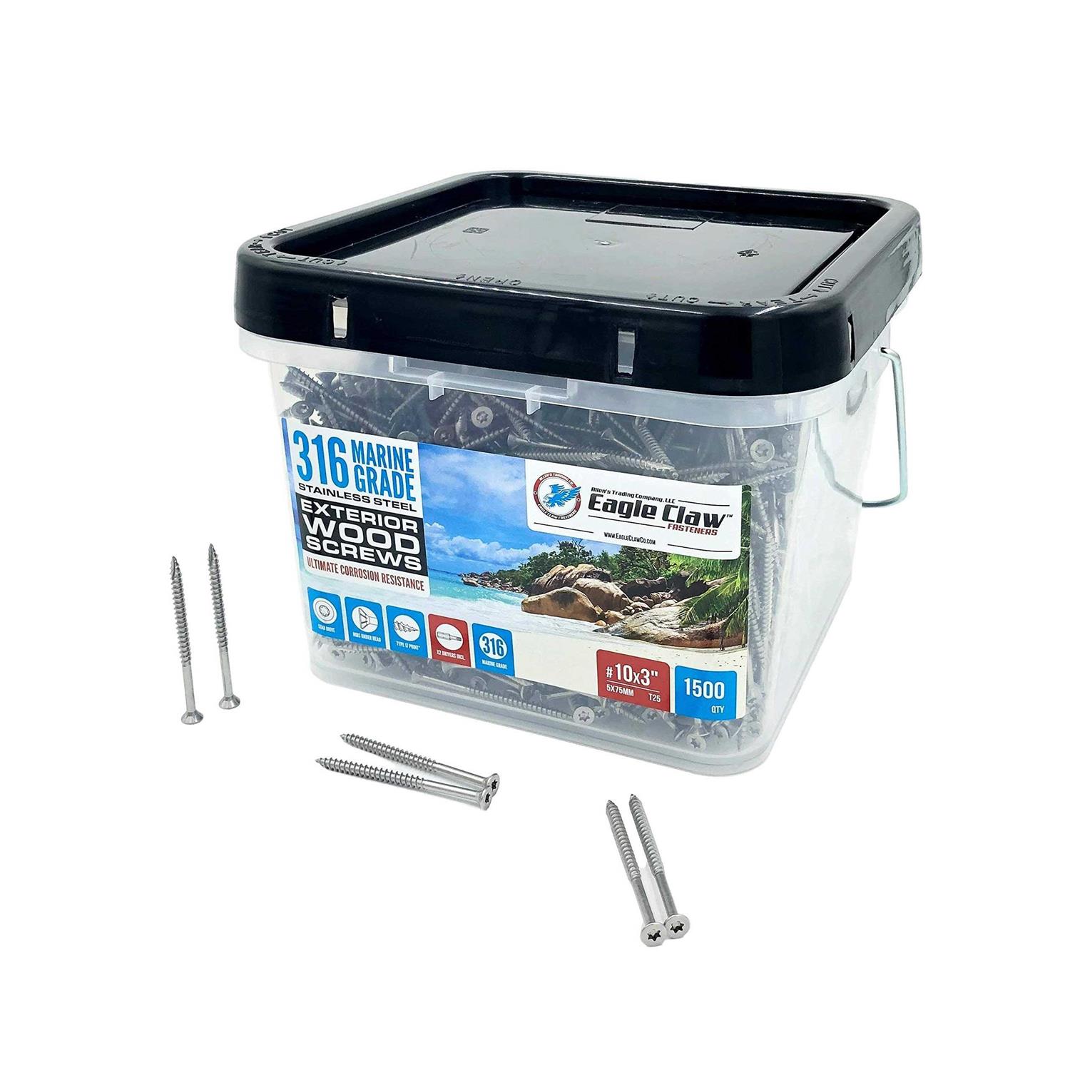 Allen’s Trading Co. Eagle Claw Fasteners #10 x 316 Marine Grade Stainless Steel Wood Screws - Cheap Fitting