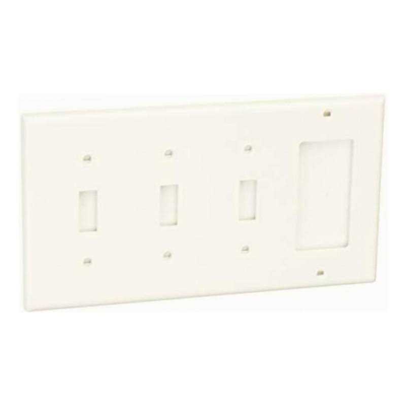 Leviton 80732 W 4 Gang 3 Toggle 1 Decora/GFCI Device Combination Wallplate 80732-W - Cheap Fitting