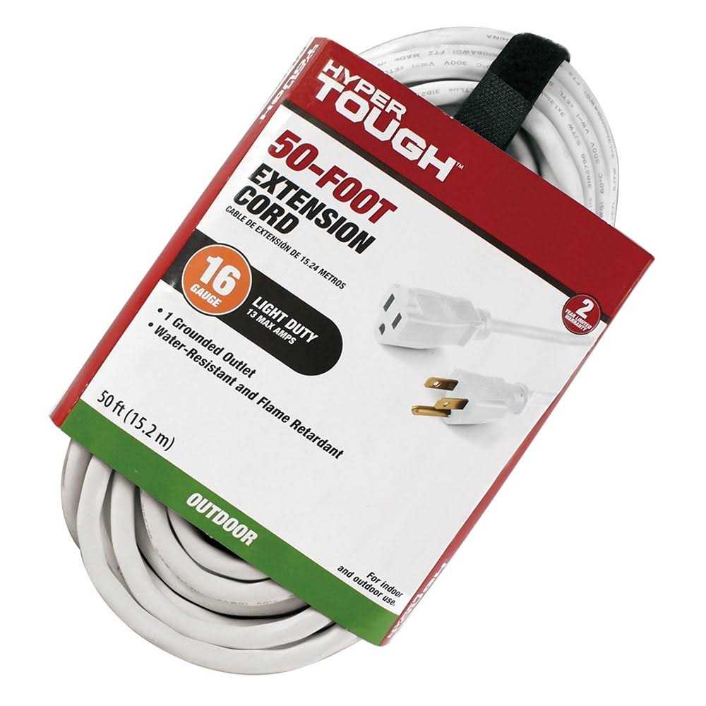 Hyper Tough 16awg 3 Prong White Single Outlet Outdoor Extension Cord - Cheap Fitting