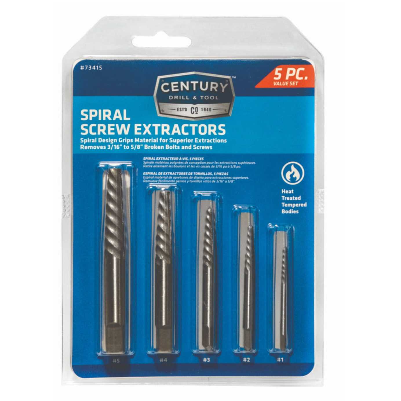 Century Drill 73415 Spiral Screw Extractor Set - Cheap Fitting
