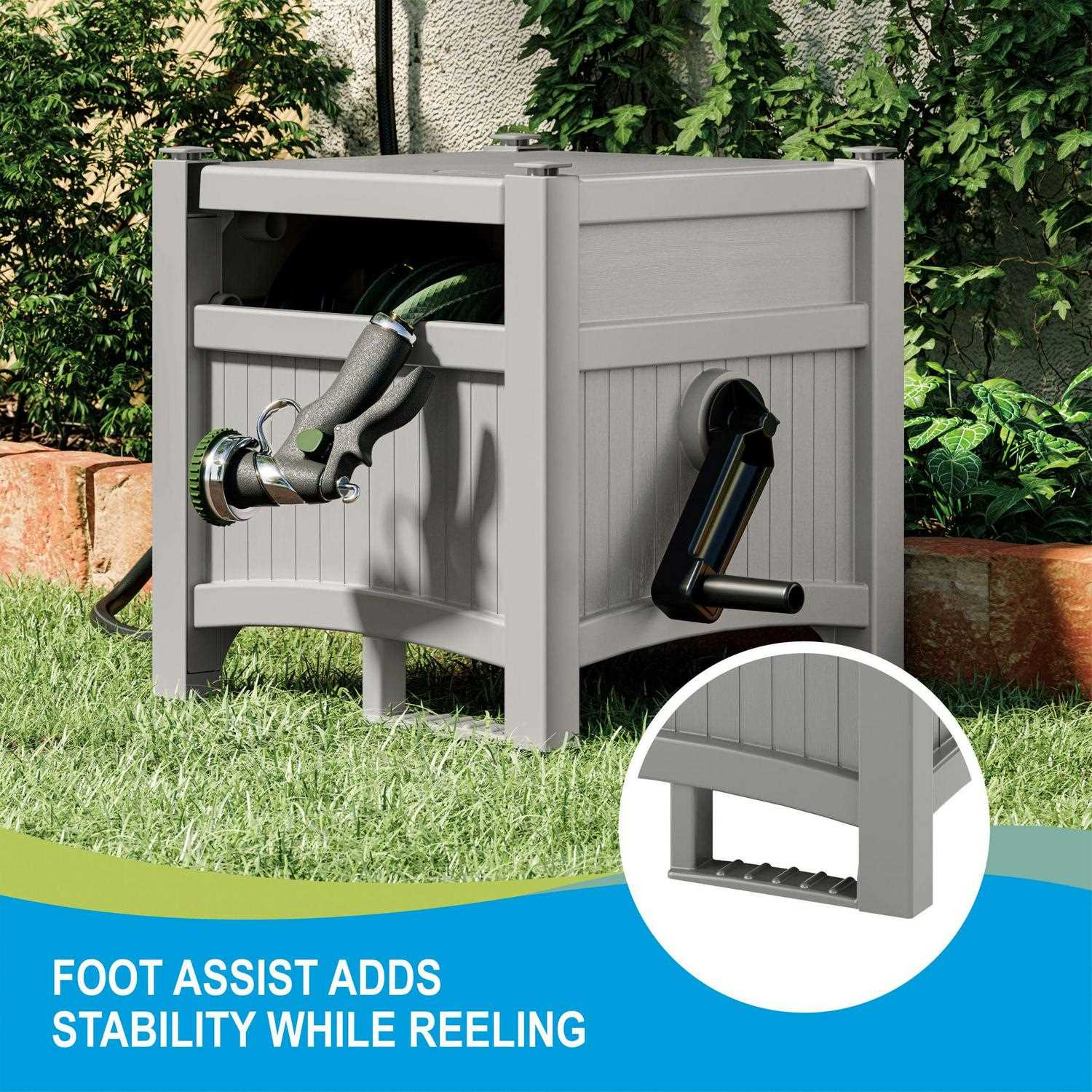 Suncast 100 ft. Hose Hideaway Hose Reel, Gray, Size: 8 in - Cheap Fitting