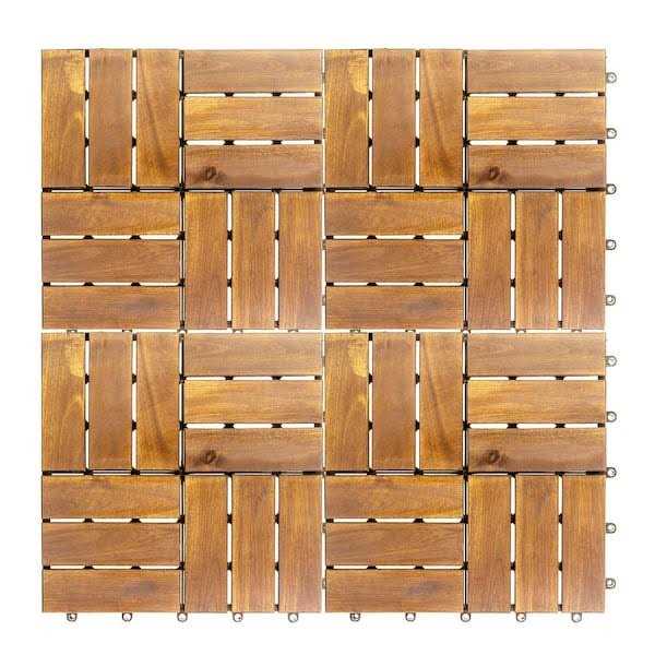 Pro Space 12 in. x 12 in. Acacia Wood Interlocking Flooring Deck Tile Pattern - Cheap Fitting