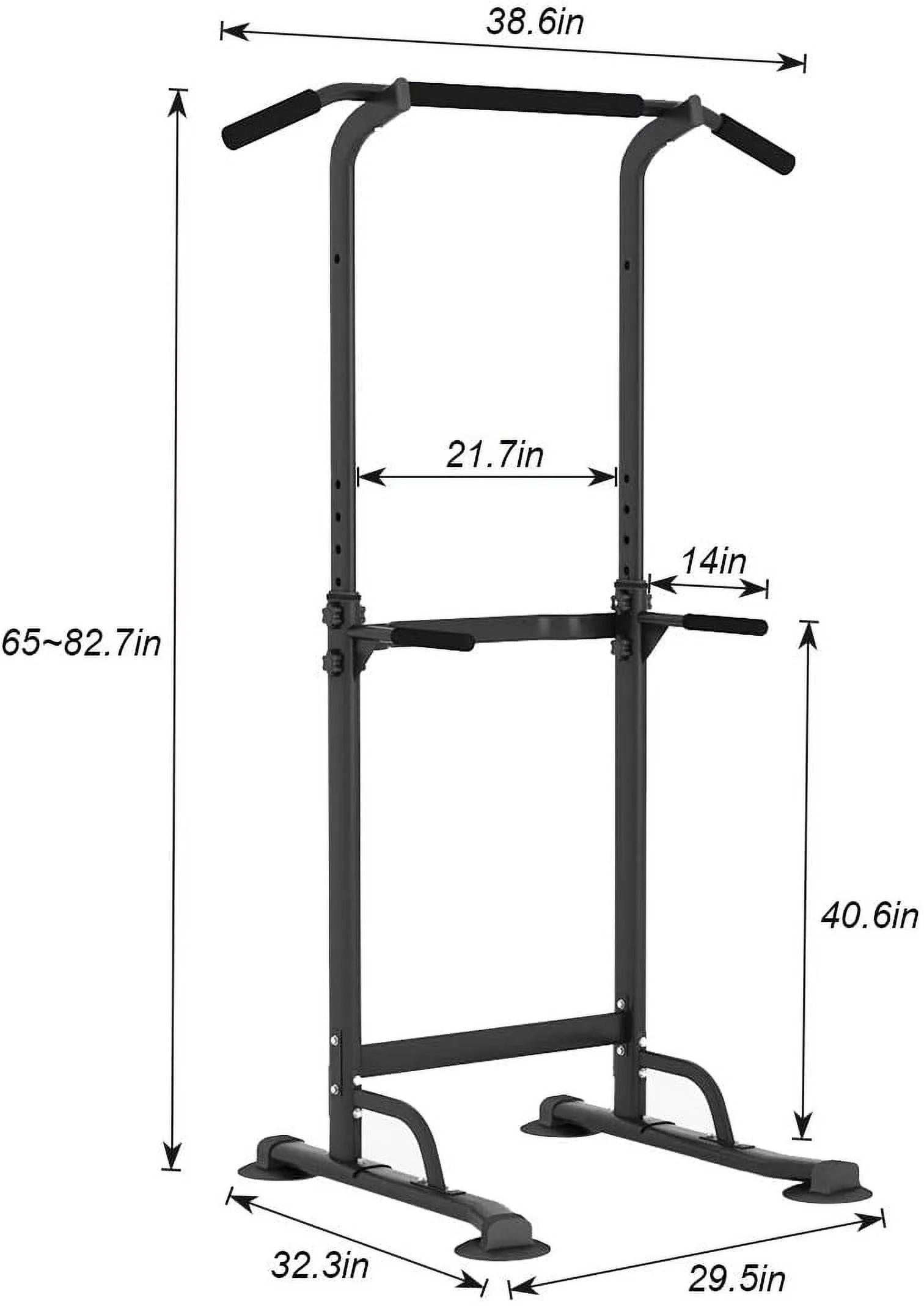 SOGES Height Adjustable Power Tower Dip Stands Pull up Bar Strength Training for Home Gym Black - Cheap Fitting