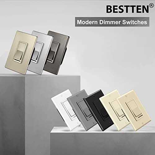 Bestten Dimmer Light Switch, Single-Pole or 3-Way, 120V, Compatible with Dimmable LED, CFL, Incandescent and Halogen Bulbs - Cheap Fitting