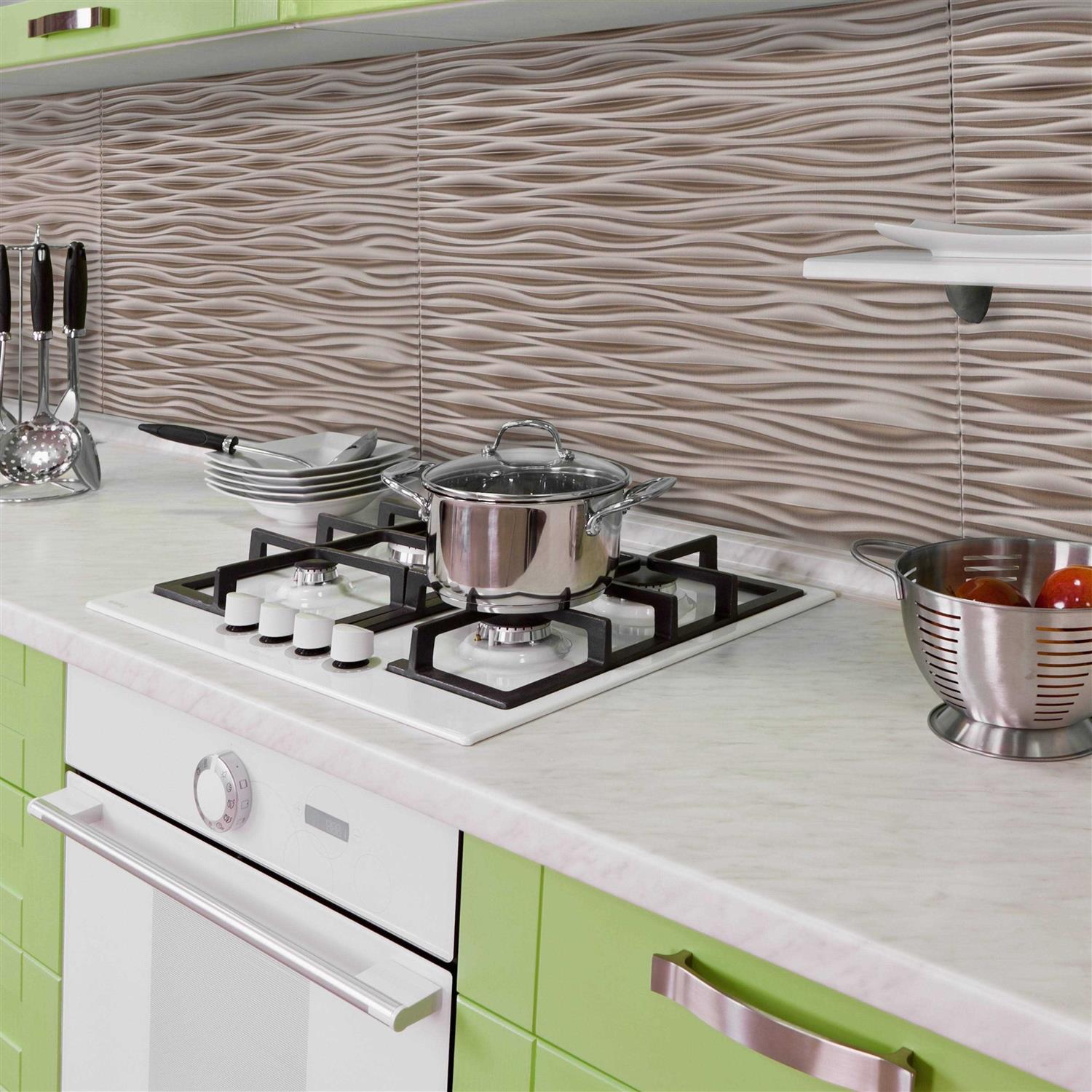 Innovera Decor by Palram 18-1/2-in x 24-3/10-in Embossed Brushed Nickel PVC Abstract Wall Panel - Cheap Fitting