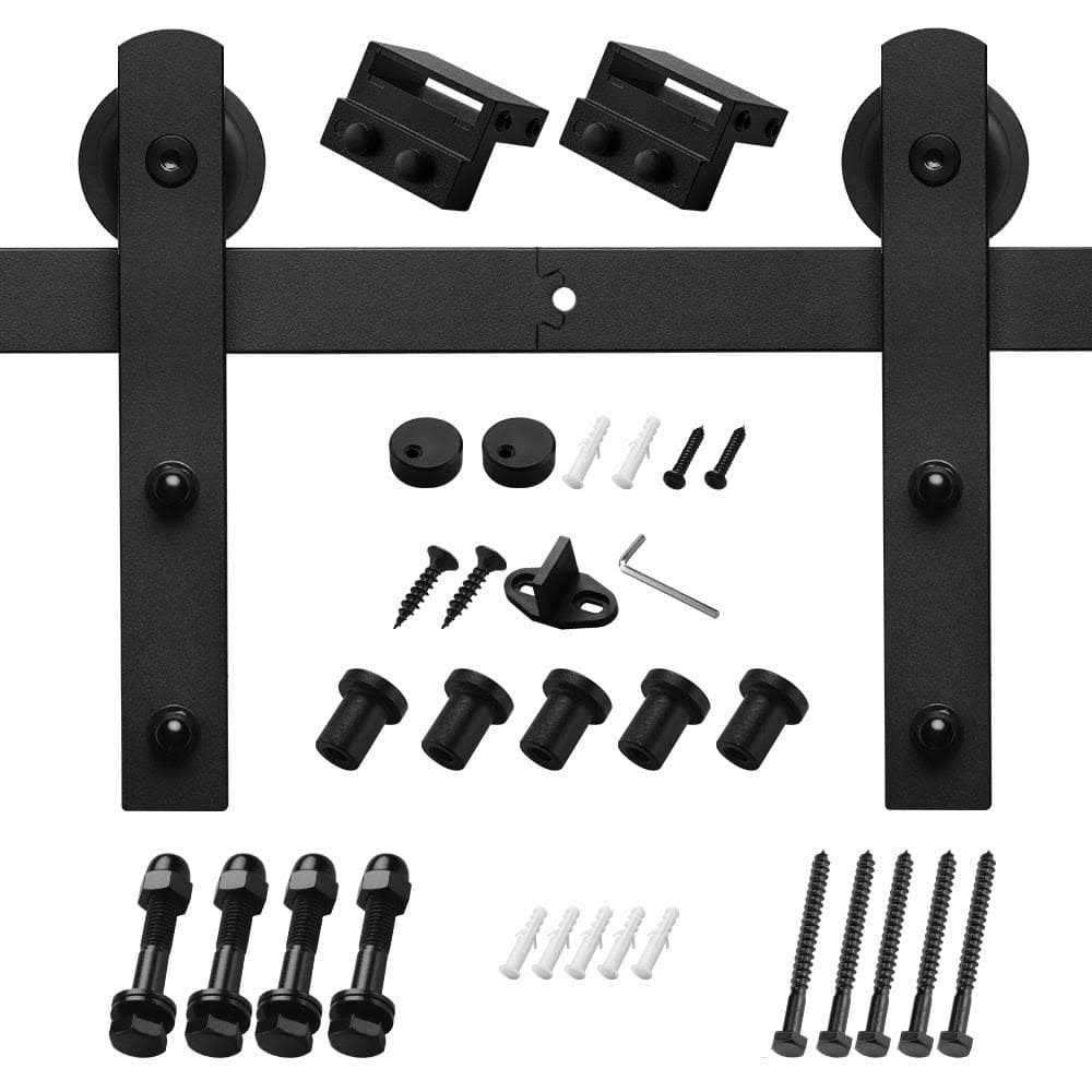 Boyel Living Black Sliding Barn Door Track and Hardware Kit with I-Shape Hanger For Single Door - Cheap Fitting