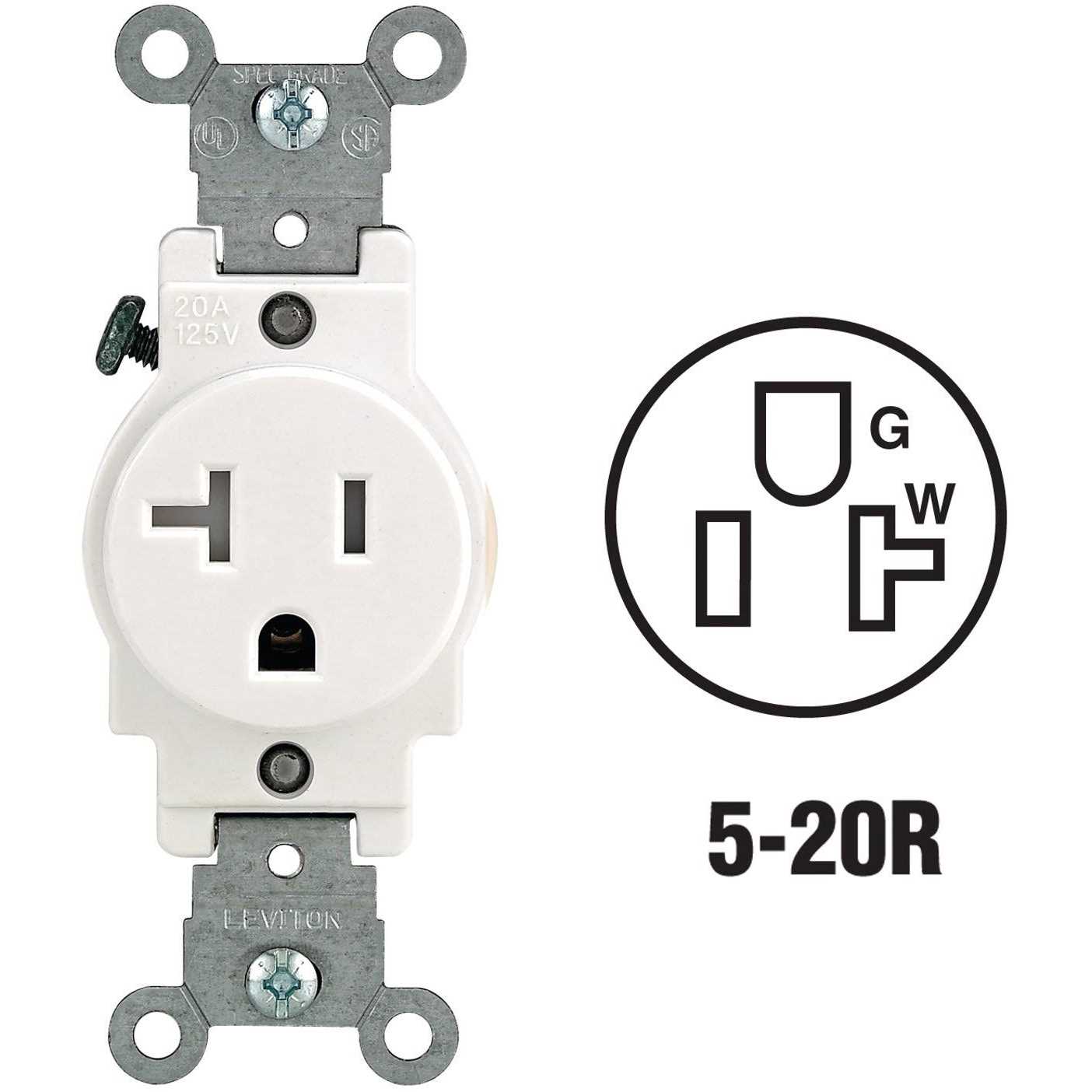 Leviton T5020-0WS 20 Amp White Single Power Tamper Resistant Outlet - Cheap Fitting