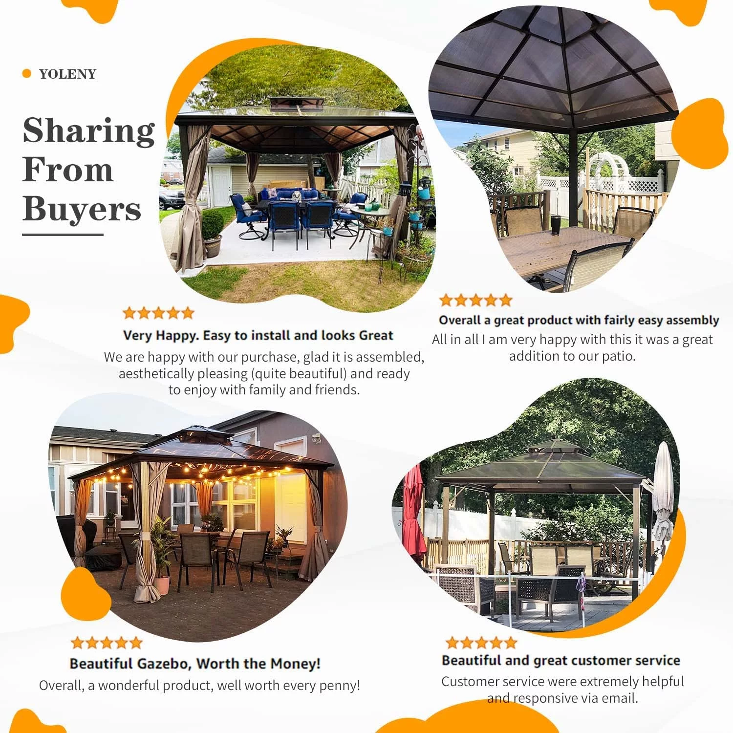 Yoleny 12'x16' Outdoor Polycarbonate Double Roof Hardtop 12 ft Gazebo Canopy, Brown - Cheap Fitting