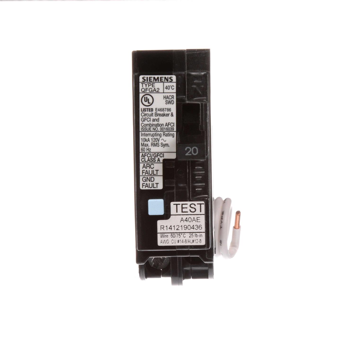 Siemens 20 Amp Afci/GFCI Dual Function Circuit Breaker - Cheap Fitting