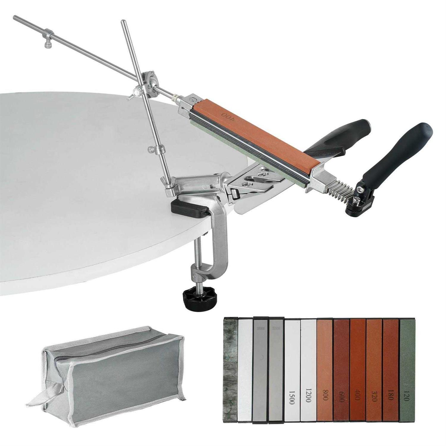 VEVOR Knife Sharpener Kit 360° Rotation Diamond Kitchen Chef Knife Sharpening Manual with 12-Whetstone 120-10000 Grit - Cheap Fitting