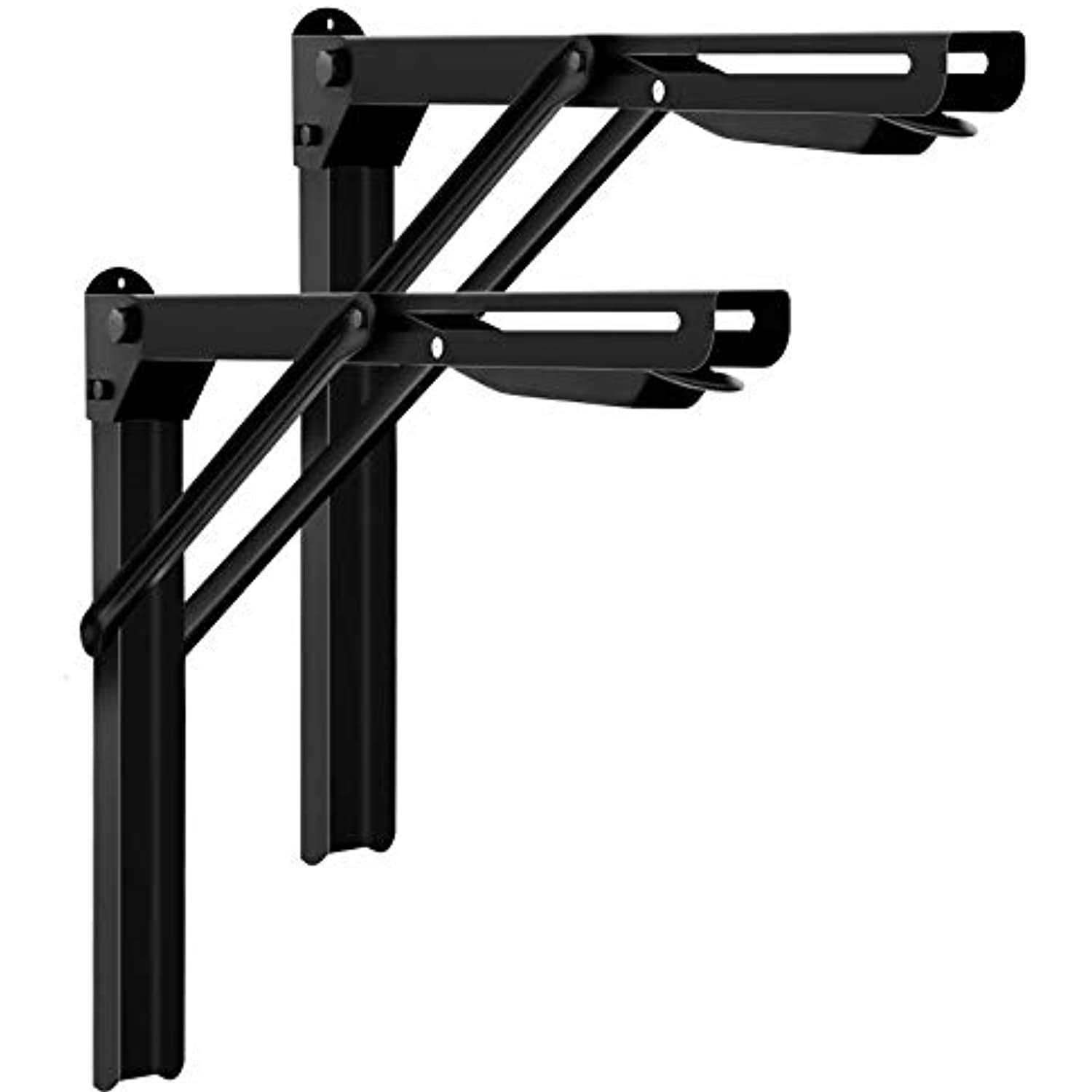 Wallmaster 24inch Folding Shelf Brackets Garage Heavy Duty Steel Max Load 500lb Floating Wall Mounted Collapsible Shelf Bracket Space Saving - Cheap Fitting
