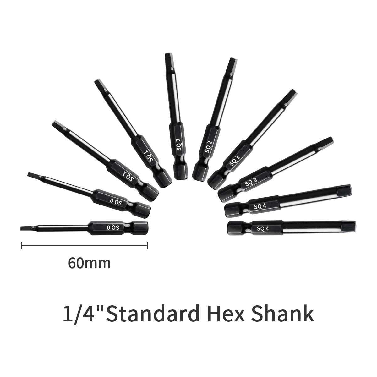 Robertson Square Drill Bit Set Square Screwdriver Bit Sizes #0, 1, 2, 3, and #4 - Cheap Fitting