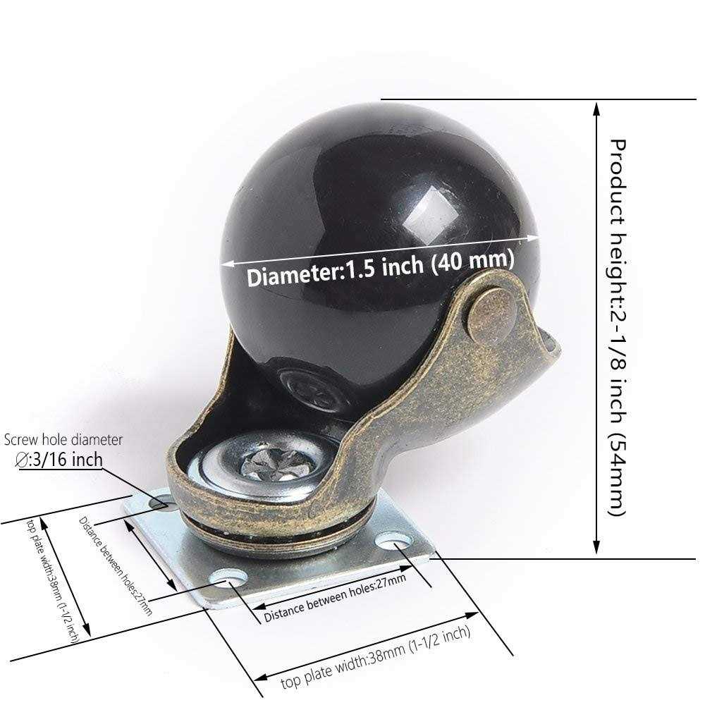 Antique Vintage 1.5 Inch Ball Casters Set of 4 with Top Plate - Cheap Fitting