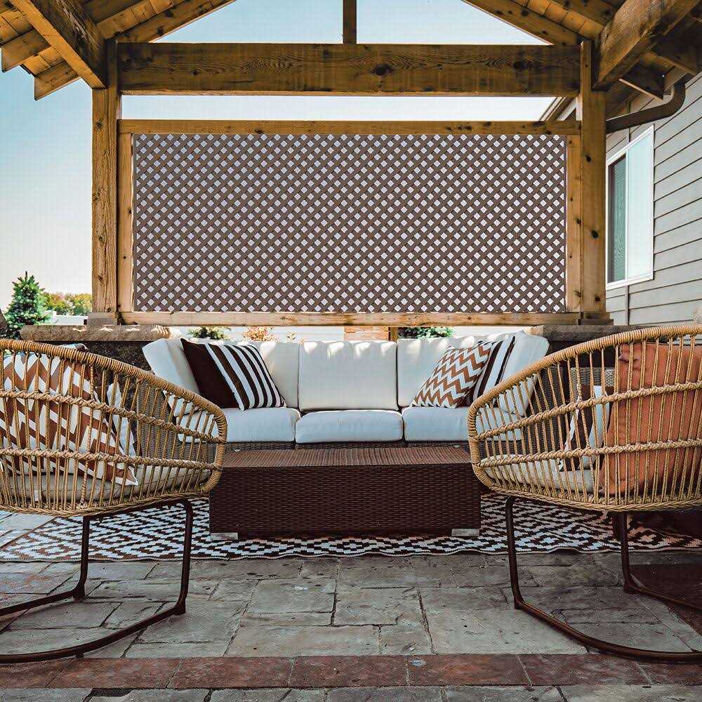 Barrette Outdoor Living 4 ft. x 8 ft. Espresso Diamond Privacy Vinyl Lattice 73053437 - Cheap Fitting