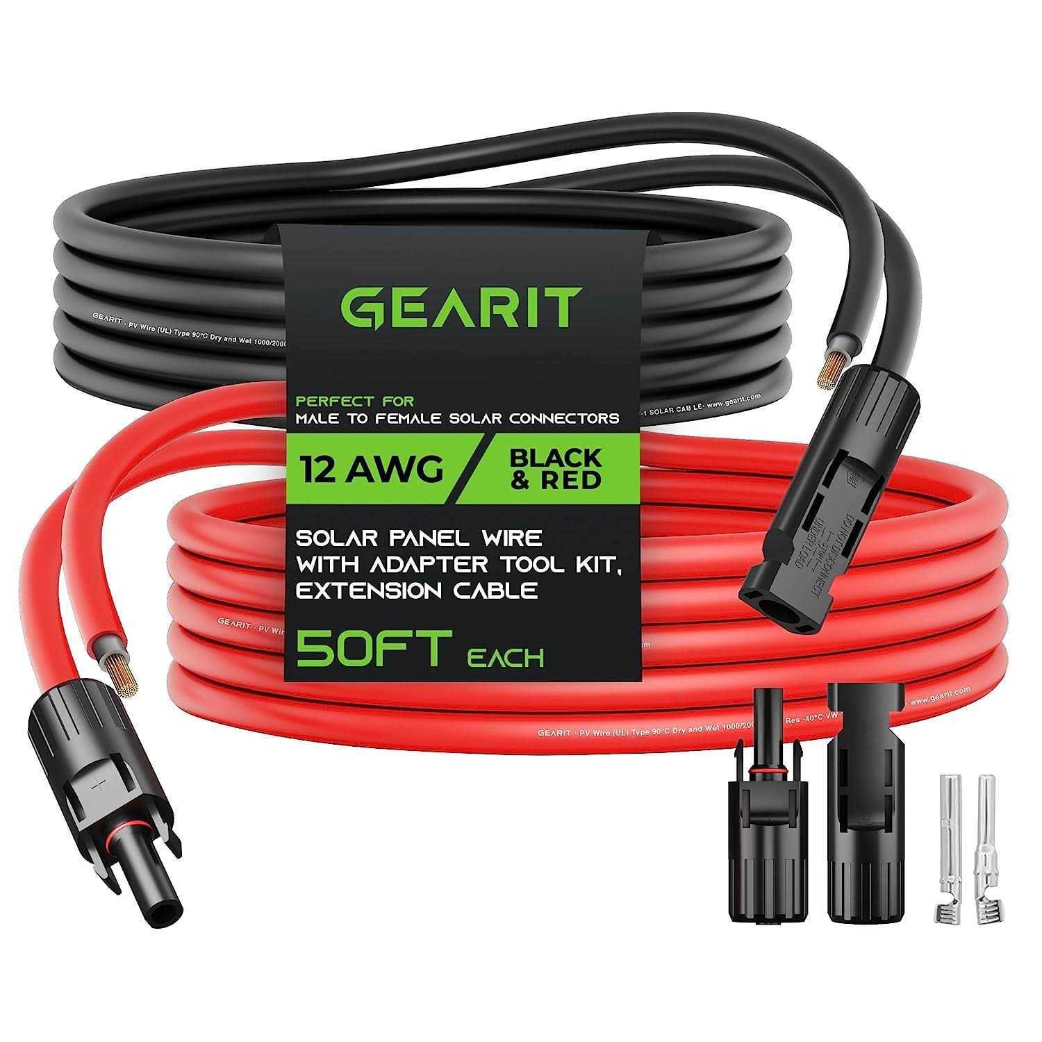 GearIT 10awg Solar Extension Cable Male to Female Solar Connectors with Adapter Tool Kit - Cheap Fitting
