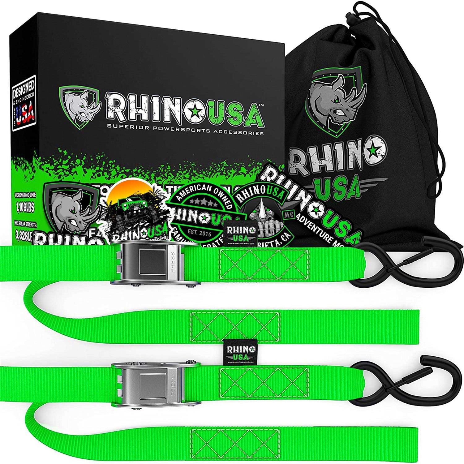 Rhino USA 1.5 inch x 8′ Cambuckle Tie-Down Straps - Cheap Fitting