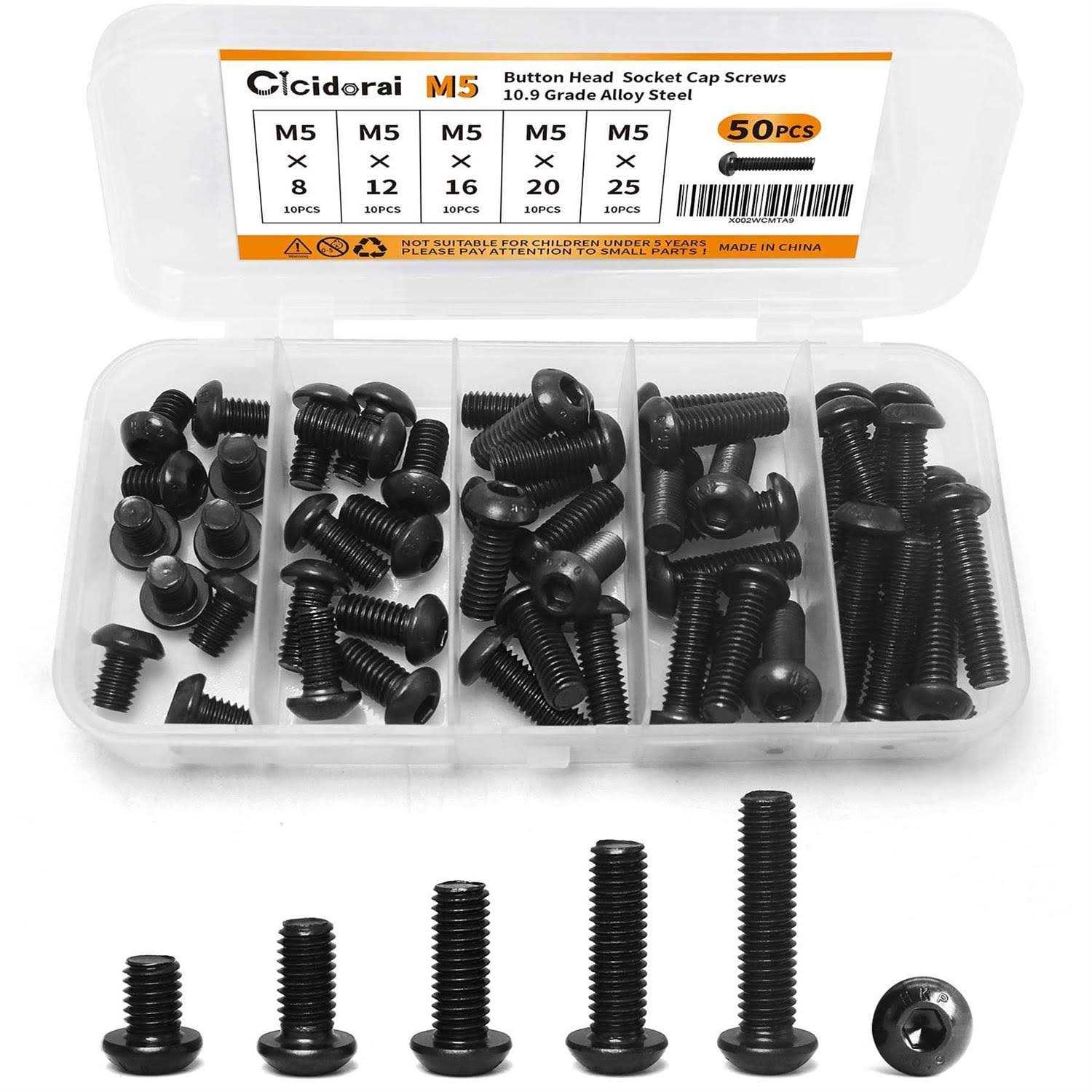 Cicidorai M5 x 20mm 25mm Button Head Socket Cap Screws Bolts	Cicidorai M5 x 20mm 25mm Button Head Socket Cap Screws Bolts - Cheap Fitting