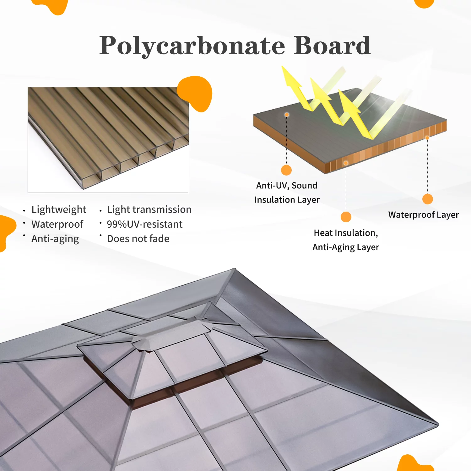 Yoleny 12'x16' Outdoor Polycarbonate Double Roof Hardtop 12 ft Gazebo Canopy, Brown - Cheap Fitting