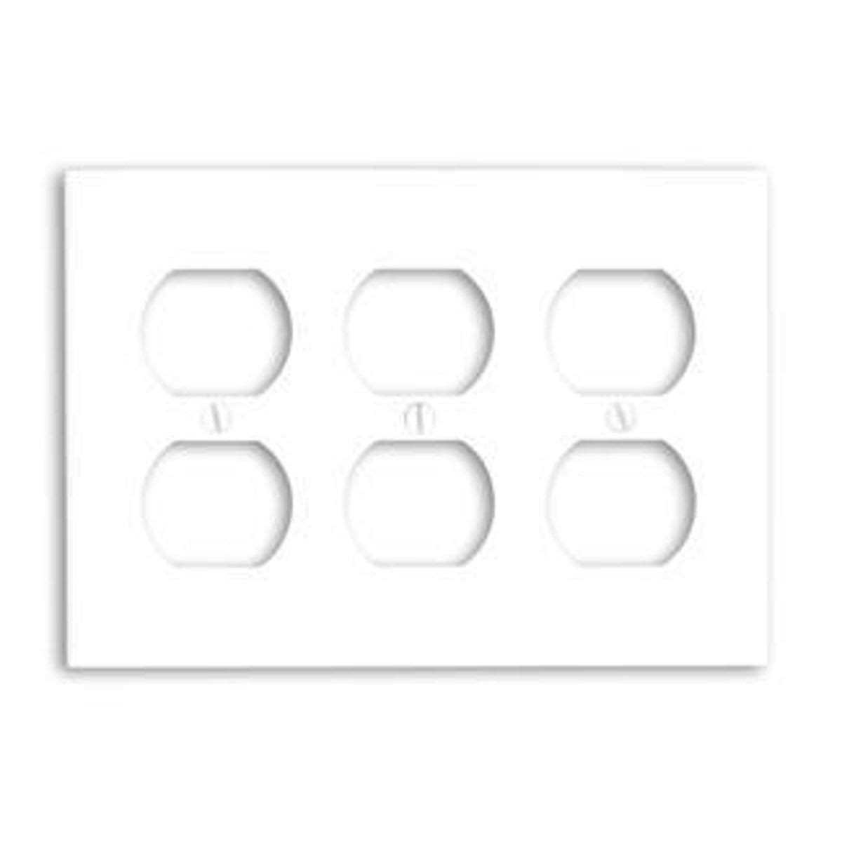 Leviton 88030 3 Gang White Duplex Receptacle Plate - Cheap Fitting