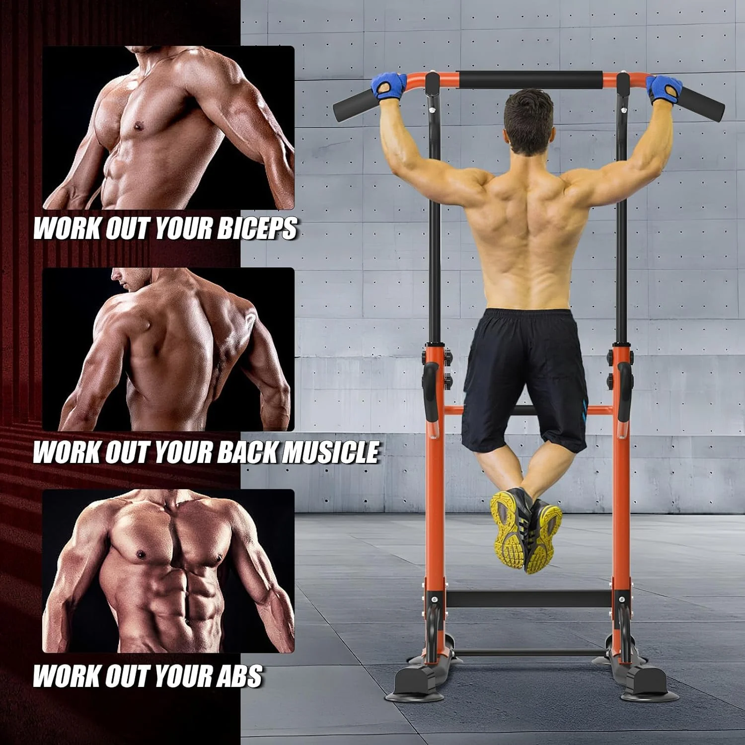 SOGES Height Adjustable Power Tower Dip Stands Pull up Bar Strength Training for Home Gym Black - Cheap Fitting