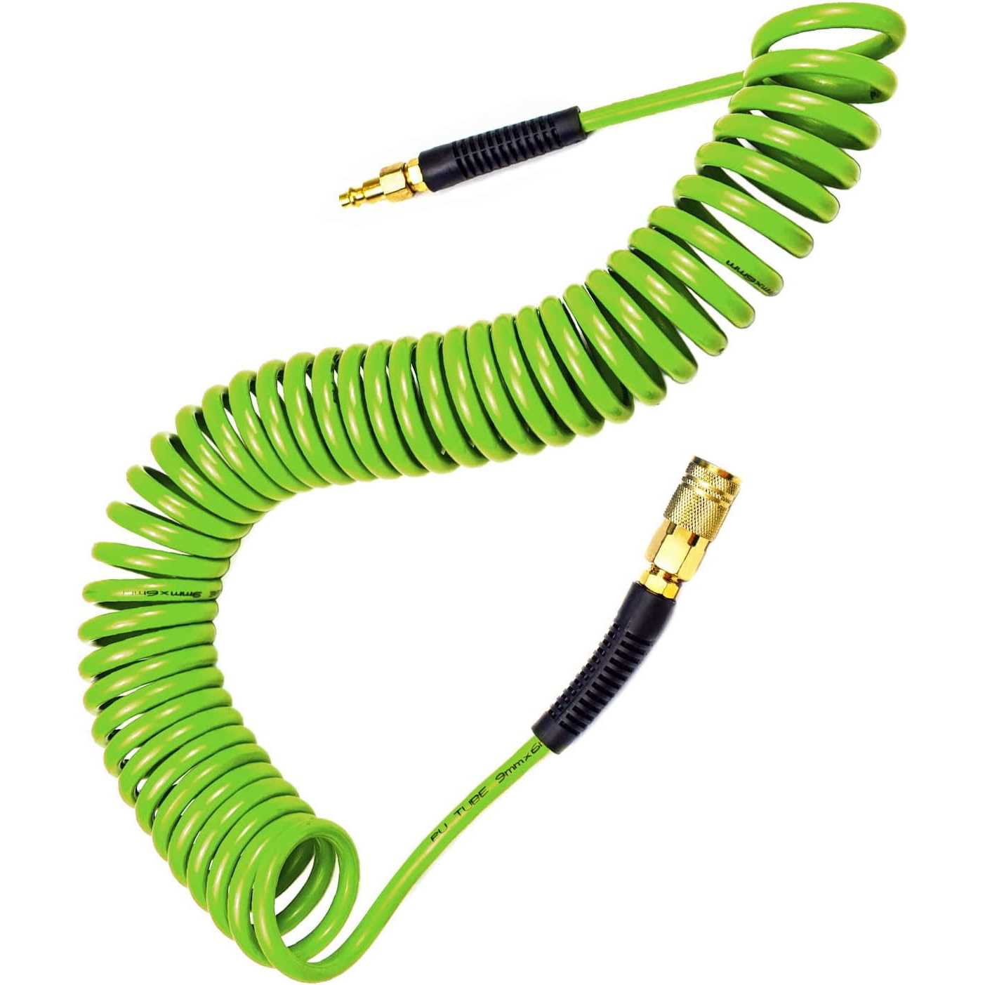 Yotoo Polyurethane Recoil Air Hose 1/4 inch Inner Diameter by 25′ Long with Bend Restrictor, 1/4 inch Industrial Quick Coupler and Plug - Cheap Fitting